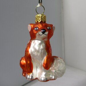 Small Glass Red Fox Animal Christmas Holiday Tree Ornament